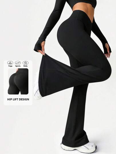 DINBEY High Waist Slimming Black Leggings - Butt Lifting Sports Tights (For Women)