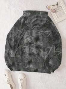 Dry Leaf Camouflage Hoodie,Autumn/Winter,Women's Fall/Winter Going Out Streetwear Couple Same Style/Couple Same Style/Basic/Going Out Knit Camo Fleece Lined Keep Warm Zip Up Green Baggy Long Sleeve Sweatshirt,Nature-Inspired Camouflage Print (Tree/Bark/Leaf Motifs),Oversized Hoodie, Relaxed Fit, Adjustable Drawstring Hood,Kangaroo Pocket, Ribbed Cuffs/Hem,Streetwear Vibe, Outdoor-Inspired Aesthetic,Moody Tones (Charcoal/Light Gray/Earth Brown) - 灰色 - 查看 3