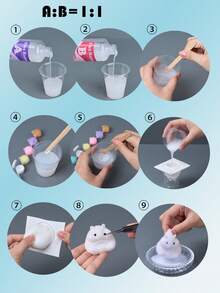 Taba 可爱软体造型套装，DIY 可爱软体制作套装，1:1 AB 液态硅胶，包含 4 个模具，制作你自己的超柔软捏捏乐，生日节日礼物派对小礼品，DIY 手工艺爱好者的理想之选 - set - 查看 5