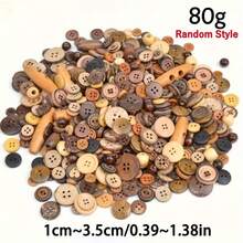 混合装木质纽扣，圆形工艺纽扣，缝纫纽扣，适用于DIY纽扣彩绘、手工饰品 - 彩色 - 查看 15