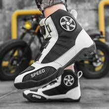 Professional Cycling Shoes, Genuine Leather & Comfortable Material, BOA Dial System, Racing Equipment, Rubber Anti-Slip & Durable Outsole - Black and White - View 5