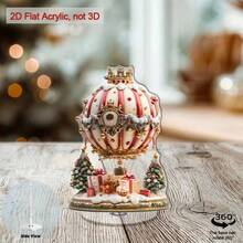 1 件波西米亚风格亚克力 2D 平面圣诞老人热气球桌面标牌，圣诞主题波西米亚风格艺术，多用途家居和客厅节日装饰，独特的礼物创意 - 彩色 - 查看 11