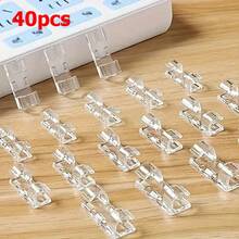 40/60个透明塑料线缆夹 - 透明线缆整理器，适用于墙面和桌面线缆管理，免打孔粘性线缆固定器，自粘式线缆夹，无缝夹，桌面数据线接收器 - 彩色 - 查看 8