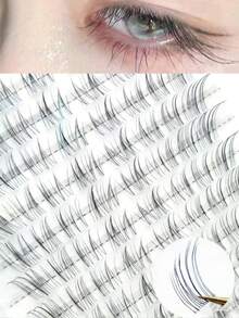 48pcs Glue-Free Natural Fox Eyelashes, 8-12mm Length Slim Lashes, Oblique Fly Cool Series Eyelashes, Suitable For Natural Makeup And Various Parties, Festivals