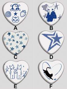 心形徽章，经典时尚徽章/胸针，2D平面设计，高品质金属配件，适合装饰衣服、帽子、背包，是节日送给朋友、同学、同事和家人的趣味礼物。 - 彩色 - 查看 2