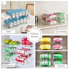 Organizador de bebidas ajustable para nevera paquete de 2 dispensadores de latas de soda para refrigerador soporte de lata expandible para latas estándar y altas almacenamiento transparente para - como en la foto - Ver 6