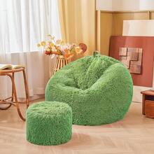 Plush Fuzzy Fluffy Green Bean Bag Chair Covers – Soft Furry Shaggy Green Bean Bag Chair Cover For Kids Girl, Stuffed Animals Bean Bag Storage, No Filler, 38"X38"X40" - 綠色 - 查看 2
