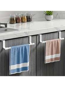 1pc Upgraded Sturdier Modern Wall-Mounted Kitchen Towel Rack - Space-Saving Household Bathroom Dish Cloth Holder, No Drilling Installation, Perfect For Storing Towels And Rags, White - Multicolor - View 6