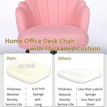 Silla de Oficina en Casa Tapizada con Pétalos, Silla de Tocador Giratoria con Ruedas, Silla de Escritorio de Terciopelo Cómoda con Base de Metal, Asiento Moderno de Acento para Sala de Estar - Blanco - Ver 4