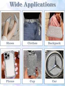 1卷DIY自粘水钻胶带，银色树脂水钻条，钻石水晶水钻胶带贴纸，闪亮水钻，适用于工艺品、织物、汽车、服装、瓶子、蛋糕、手机、生日、婚礼装饰（银色）