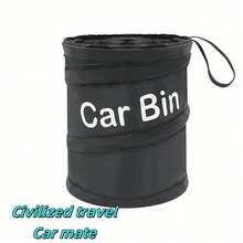 1 pieza Papelera plegable multifuncional portátil para coche, papelera plegable para coche, papelera colgante para coche, contenedor de almacenamiento para coche, bolsa de almacenamiento para respaldo, contenedor de almacenamiento para asiento de coche, papelera espiral para camping, accesorios para coche, adecuado para almacenamiento de basura en el coche - Negro - Ver 6