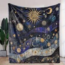 Retro Moon, Star And Sun Printed Blanket,Super Soft Flannel Printed  Blanket,As Birthday Gifts, Family, Wedding, Souvenir Blankets, Polyester Blankets Suitable For All Seasons, Washable, Machine Washable, Lightweight, Breathable, Comfortable, Warm, Unique, 280gsm For Him, Her Personalized Ideal Gifts For Her, Him, Family, Boyfriend, Girlfriend, Father, Family, Mother, Lover, Daughter, Son, Grandfather, Grandmother, Teacher,Doctor, Nurse,Friend, Classmate, Pet. Perfect Nap, Camping, Travel, Home, Daily Life, Office Decoration, Birthday, Anniversary, Valentine's Day, Thanksgiving, Graduation Season,Christmas, Halloween, Mother's Day, Father's Day, Wedding, New Year Gifts ,Sofa,Bed,Car,Bedroom,Living Room,Office,  Outdoor Camping, Beach,Wall Decoration - Nhiều màu 11 - Xem 1