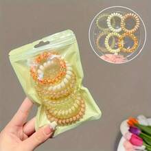 New Gradual Change Of Color Telephone Line Hair Rope Girls Headrope High Elastic Ball Head Hair Band Rubber Band Headdress - Nhiều màu - Xem 4