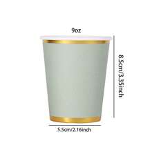 10/20/40pcs Spring Lavender Green & Gold Foil Disposable Paper Cups, Leak-Proof, Heat-Resistant, Suitable For Spring Outdoor Picnics, Casual Gatherings At Home, Birthday Parties, And Large Events - Sage Green - View 8