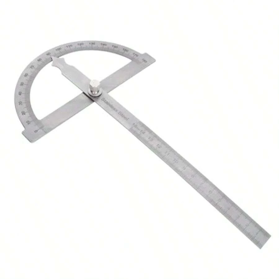Gradmesser 0-180° Winkelmesser Edelstahl Winkelmesser mit Metall-FFeststellschraube Goniometer-Lineal Gradmesser Goniometer Winkellineal Protractor Winkelmesser mit Rundkopf für Schüler 150mm - como en la foto - Ver 1