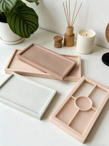 1个多形状硅胶模具托盘，易于脱模，适用于水泥/树脂/DIY工艺品，可用于复活节/母亲节/混凝土复活节/家居装饰 - 白色 - 查看 7