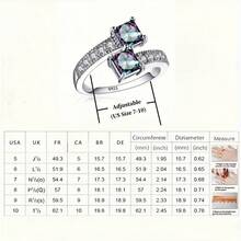 Anel de Mulher de Prata 925 com Zircônia Cúbica Iridescente de Duas Cabeças, Anel Minimalista Retrô da Moda para Mulheres - Prata - Visão 4