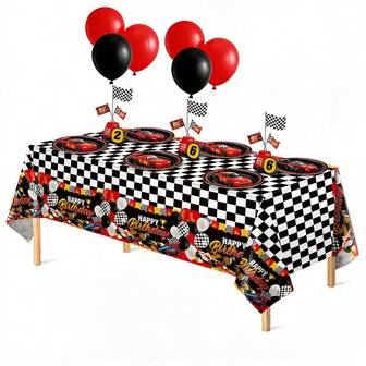 Race Car Themed Birthday Party Tablecloth, PE Material 137*274 Cm, Race Car Birthday Party Decorations, Race Party Background Decorations, Themed Party Supplies, Birthday Party Photography Setup 1PC/4PCS