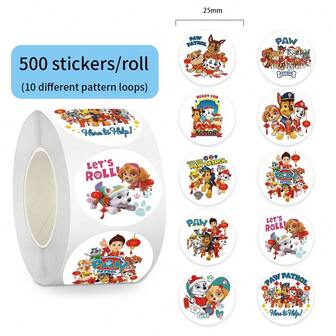  500 st/rulle tecknade kinesiska stil Paw Patrol klistermärken DIY dekoration mobiltelefonfodral anteckningsbok skateboard vattenkopp vattentät pojke flickor presentklistermärke