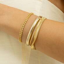 SEMI JÓIA - Bracelete Feminino Liso Robusto Grosso Banhado em Alto Padrão de Ouro 18k ou Prateado Anti Alérgico - Dourado - Visão 4