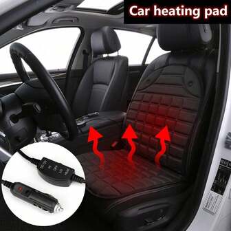 12V uppvärmd sittdyna för bilen | Värms upp på 2 minuter, justerbar temperatur 30°C–65°C, inbyggd säkring och slitstarka elastiska remmar | Perfekt val för vinterkörning