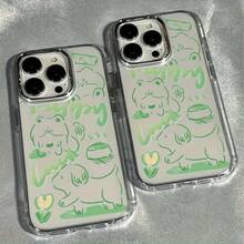 A green puppy case compatible for  11,12,13,14,15,16,PLUS,PRO,PROMAX,16E,17AIR,17PRO,17,17PROMAX. It is shock-absorbing and slip-resistant, lightweight and showcases a trendy new design. This high-quality  case is ideal for you. - transparente - Ver 2