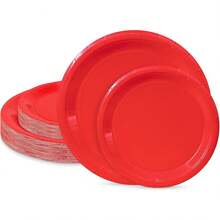 1pc Thick Party Paper Plates Set, 9-Inch And 7-Inch Round Disposable Paper Plates, Suitable For Daily Meals, Weddings, Christmas, Picnics - Multicolor - View 5