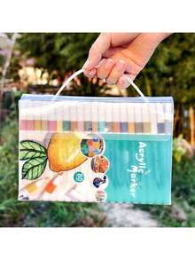 12/24/36/48/60/80色丙烯颜料马克笔套装，防水，适用于美术工艺、DIY项目、专业艺术家、学生、办公及学校用品，返校季必备 - 彩色 - 查看 3