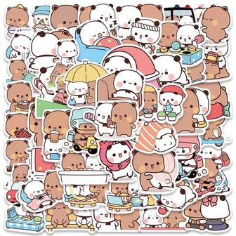 60pcs Cute Cartoon Bear Doodle Stickers For Luggage, Guitar, Notebook, Laptop, Phone