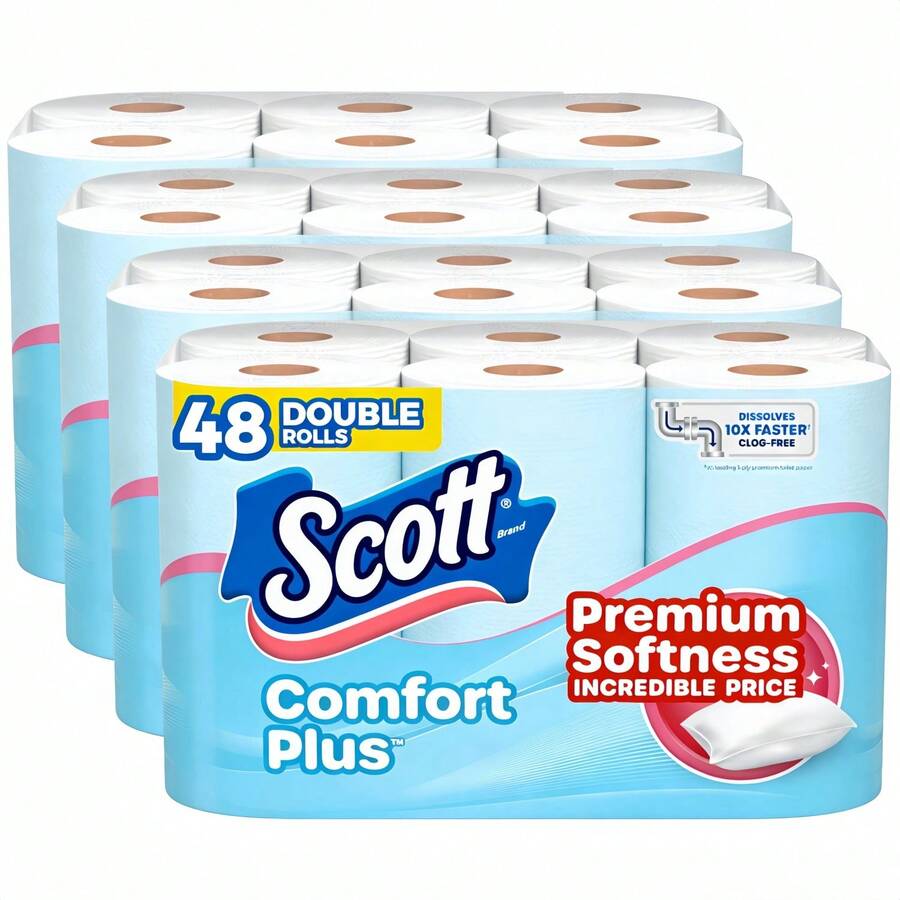 Scott ComfortPlus Toilet Paper, 48/12 Double Rolls, 231 Sheets Per Roll, Septic-Safee, 1-Ply Toilet Tissue - Tissue Paper, Toilet Paper Roll, Paper Towels, Papel Toalla Para Cocina, Fuerza Regida, Cleaning Supplies, Napkins, Party Decorations, Tissues, Roll Paper, Sanitary Napkins, Paper, Wipes, Facial Tissues, Paper Core, Soft, Absorbent, Household Paper, Hand Wipes, Cleaning Paper, Single Layer, Soluble, Portable, Wet Wipes, Trash Can Paper, Kitchen Paper, New Year - 彩色 - 查看 1