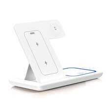 Mingmai 3-In-1 Folding Wireless Charging Station Compatible With IPhone 15, 14, 13, 12, 11/Pro/Max/Mini/Plus, 3/2/Pro, And 1-9 - Magnetic USB Charging Base With LED Indicator, Black, Apple Charging Station | Modern Charging Station | Sleek Charging Pad - X455 White - View 6