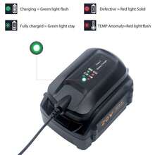WA3742 充电器兼容 Worx 20V 锂电池 WA3525、WA3520、WA3578，可替代 Worx 20V 电池充电器 WA3732、WA3875、WA3881。 - 黑色 - 查看 10