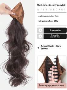 2026 New Satin Triangle Claw Clip Long Curly Ponytail, High-End Voluminous Updo Hairpiece - Multicolor - View 13