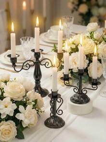1pc/Set Vintage 3-Arm Metal Candle Holder, Simple Creative Forged Candle Stand, Suitable For Wedding, Family Gathering, Party, Proposal Ceremony And Dining Table Decor, Can Be Used As Centerpiece Or Candle Holder Decoration, Ramadan Decor, Eid Al-Fitr Gift, Ramadan Decoration - Multicolor - View 5