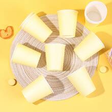 10/20/40pcs Set, Solid Yellow Disposable Paper Cups, 9oz Cold/Hot Drink Cups, Tea Cups And Coffee Cups, Solid Color Party Cups, Suitable For Children And Adults At Birthday, Picnic, Wedding, Baby Shower, Office, Restaurant And Other Occasions, Dark Color Party Supplies - Yellow - View 2