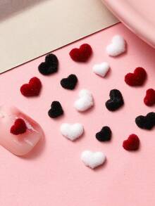 Bộ 20 món phụ kiện làm móng hình trái tim 3D nhung mùa đông dễ thương, tự làm móng hình trái tim nhỏ xinh cho ngày Valentine, trang trí móng tay. - Nhiều màu - Xem 1