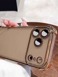基础款苹果手机壳，电镀加厚透明手机壳，适用于 16/16 Pro Max/16 Pro/16 Plus/11/12/13/15 Pro Max，防水、防震、防摔、防刮花 - 金色 - 查看 4