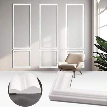 1pc 1m/39.37in Peel And Stick Wall Molding Kit, 3D Premade Accent Molding Wainscoting Panel For Interior Wall Moulding Decor, Ready To Assemble Wainscoting Accent Panel