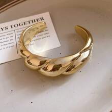 Bộ 1/4 vòng tay nhựa màu vàng đồng kiểu cổ điển, phóng đại, thích hợp cho nữ giới đeo hàng ngày và dự tiệc. - Vàng 1 - Xem 4