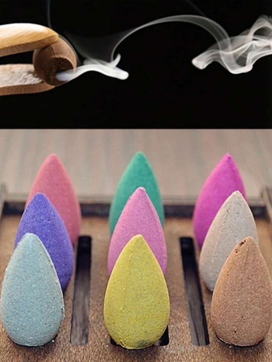60pcs Premium Backflow Incense Cones, Natural Plant & Flower Extracts, Aromatic Blend Of Rose, Jasmine, Lily, Sandalwood, Lavender & More, For Meditation, Relaxation, Stress Relief, Sleep, Energy Release - Multicolor - View 1