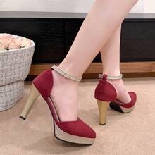 欧美风系带粗跟凉鞋，女士夏季新款红色高跟鞋，时尚百搭派对晚宴鞋 - 紅色 - 查看 6