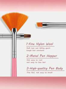 15支装亚克力美甲笔套装，包含15支扇形笔和细节笔，颜色有粉色、白色和黑色，是专业美甲沙龙和家庭DIY美甲设计的完整工具套装。 - 彩色 - 查看 3