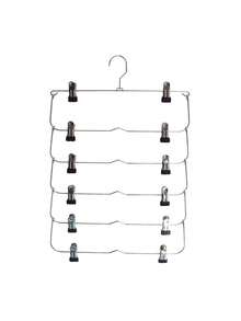 6-Tier Multi-Function Metal Clothes Hanger With Skirt Clips And Pants Clips - Silver - View 7