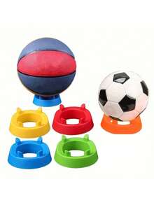 Soporte de exhibición de 5 piezas para pelotas, estilo clásico para balón de fútbol, baloncesto, fútbol, voleibol, softball, béisbol, bolos - Multicolor - Ver 1