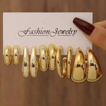 1-10 Pairs Of New Gold-Plated, Exaggerated, Fashionable Texture, Irregular Shape, Geometric Ear Cuffs Made Of Resin, Suitable For Daily Gatherings And Dates.