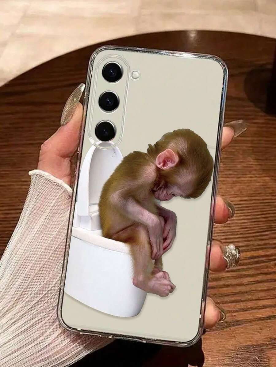 1pc Funny Monkey Graphic Thick Shockproof Transparent Painted Phone Case Compatible With IPhone 17pro/17Air /17/17promax16/11/16pro/16plus/16promax, Galaxy S25/S25PLUS/S25 Ultra/A16/A36/A26/A56/A50/A12/A32, 11/12Pro/12/12X/13Pro/14Pro/15Pro/, Redmi 10/9/Note9/12c/Note11pro/Note8Pro - Multicolor - View 1
