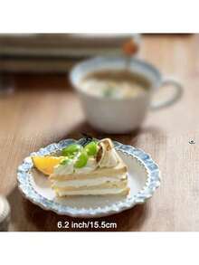 Cabin Kangaroo 1件/2件/4件套复古蓝色蕾丝花纹陶瓷餐具套装，家居奢华碗碟组合，网红高端椭圆形餐盘，早餐碗，汤碗 - 彩色 - 查看 16