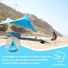 RAINBOWSTREET Toldos de Playa Portátiles Canopy Sunshade con Sacos de Arena Toldo de Playa Resistente al Viento FPS 50+ Fácil de Montar para Playa Camping Picnic Piscina yPesca - Azul - como en la foto - Ver 4