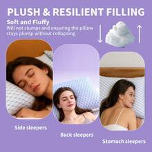 Queen Pillows Set Of 2, Cooling And Supportive Pillows Full Size Set Of 2 For Side And Back Sleepers, Down Alternative Hotel Collection Sleeping Pillow,Deluxe Bamboo Pillow Hypoallergenic Cool Hotel, Christmas Bedding Set For Thanks Giving Gifts, New Gifts,Dorm Room Essentials College,Bed  Decorations,Christmas Decor, Room Bedroom Decor,Blue ﻿ - Màu xanh lam - Xem 6