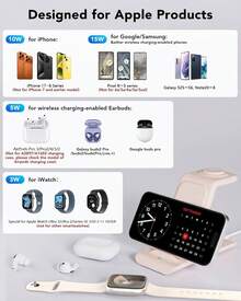 3 en 1 Estación de Carga Inalámbrica Rápido Compatible para Apple Múltiple Productos para Apple Watch Ultra 8 7 SE 6 5 4 3 para AirPods Pro/2 para iPhone 14 13 12 11 Pro MAX/X/XS/XR 8 Rosa - Verde - Ver 3